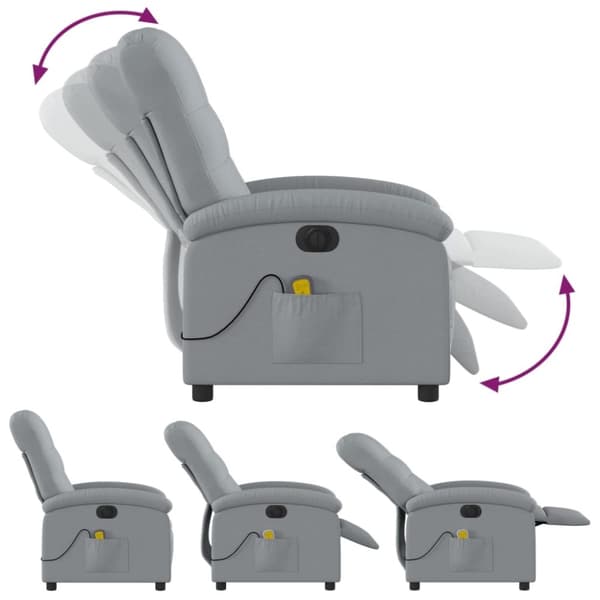 vidaXL Elektrisk massagefåtölj ljusgrå tyg