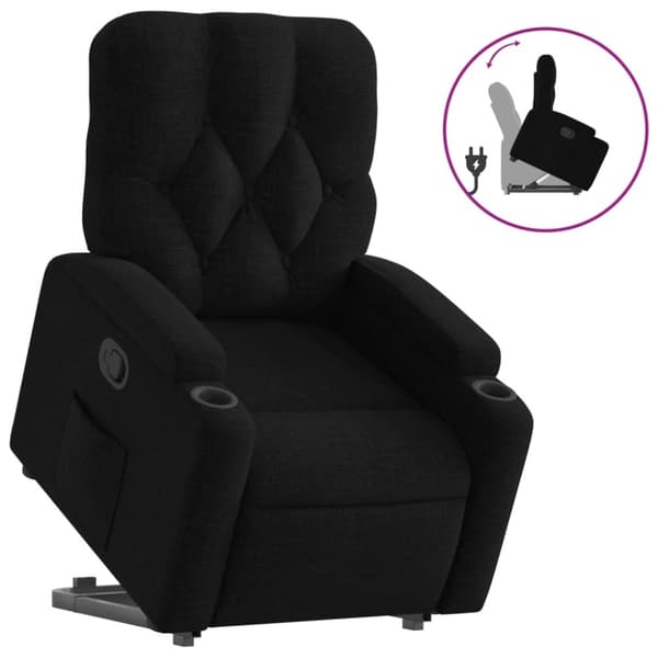 vidaXL Reclinerfåtölj med uppresningshjälp svart tyg