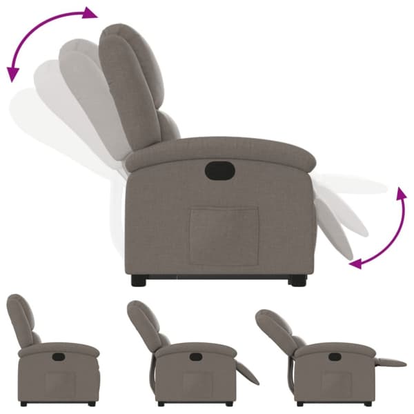 vidaXL Reclinerfåtölj med uppresningshjälp taupe tyg