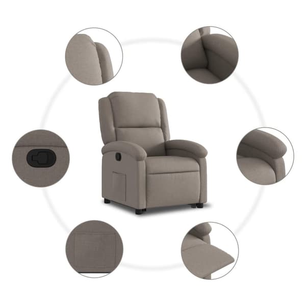 vidaXL Reclinerfåtölj med uppresningshjälp taupe tyg