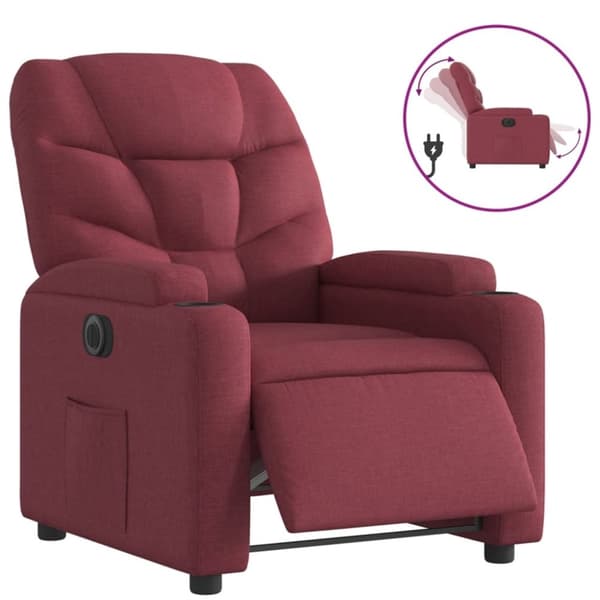 vidaXL Elektrisk reclinerfåtölj vinröd tyg