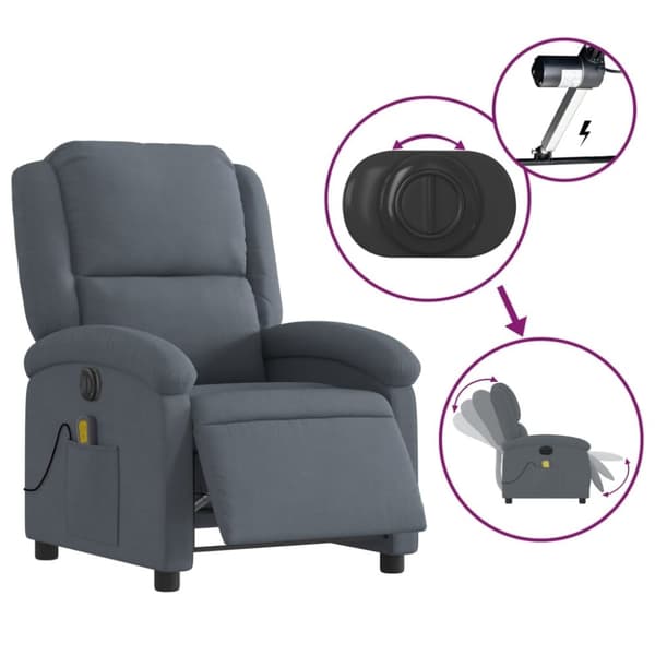 vidaXL massagestol velour mørkegrå