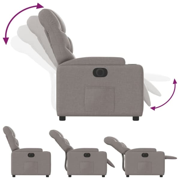 vidaXL Elektrisk reclinerfåtölj taupe tyg