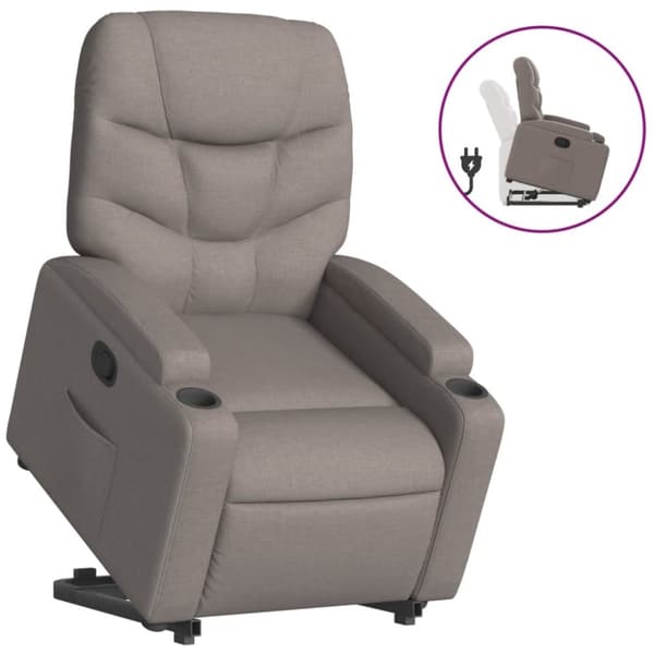 vidaXL Reclinerfåtölj med uppresningshjälp taupe tyg