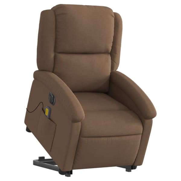 vidaXL Elektrisk massagefåtölj med uppresningshjälp brun tyg