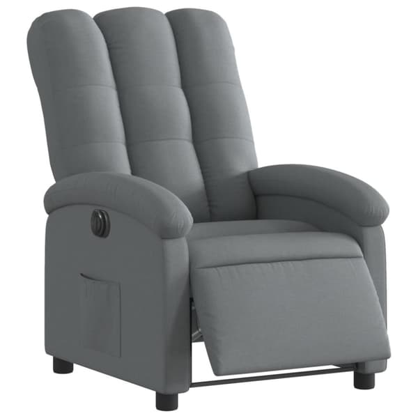 vidaXL Elektrisk reclinerfåtölj mörkgrå tyg