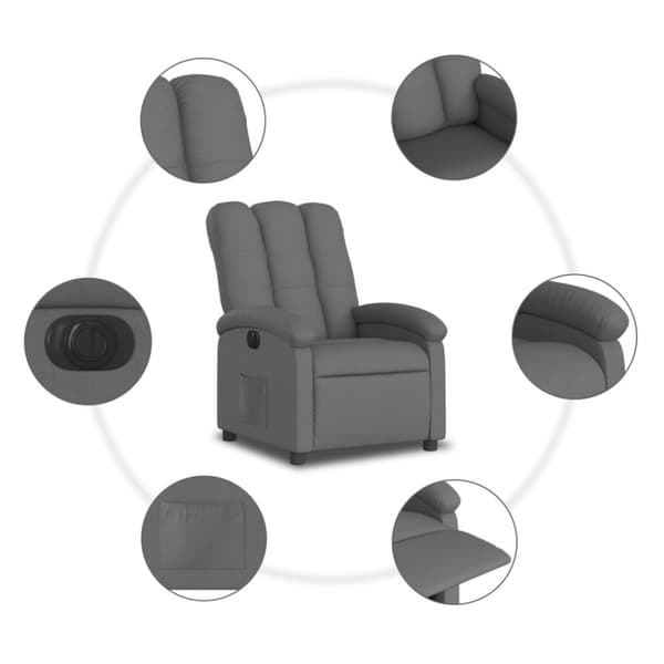 vidaXL Elektrisk reclinerfåtölj mörkgrå tyg