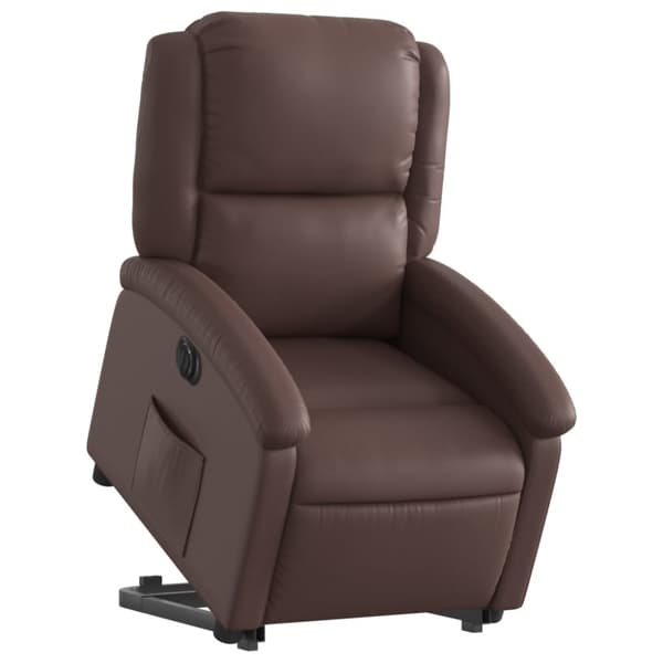 vidaXL Reclinerfåtölj med uppresningshjälp brun konstläder