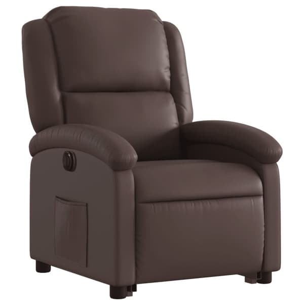 vidaXL Reclinerfåtölj med uppresningshjälp brun konstläder