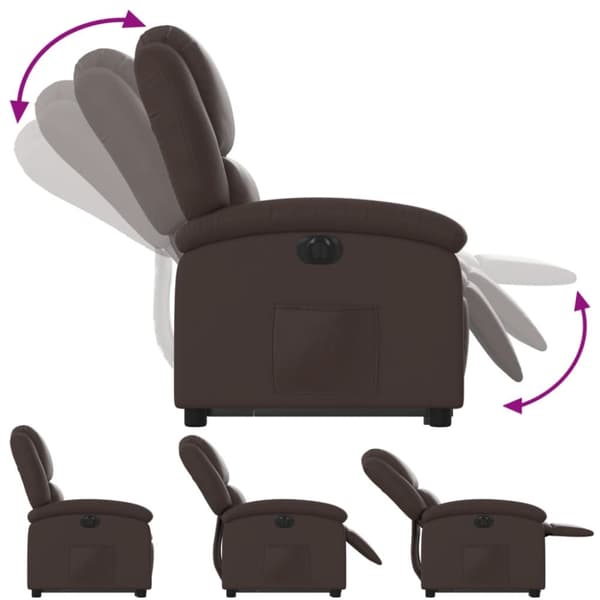 vidaXL Reclinerfåtölj med uppresningshjälp brun konstläder