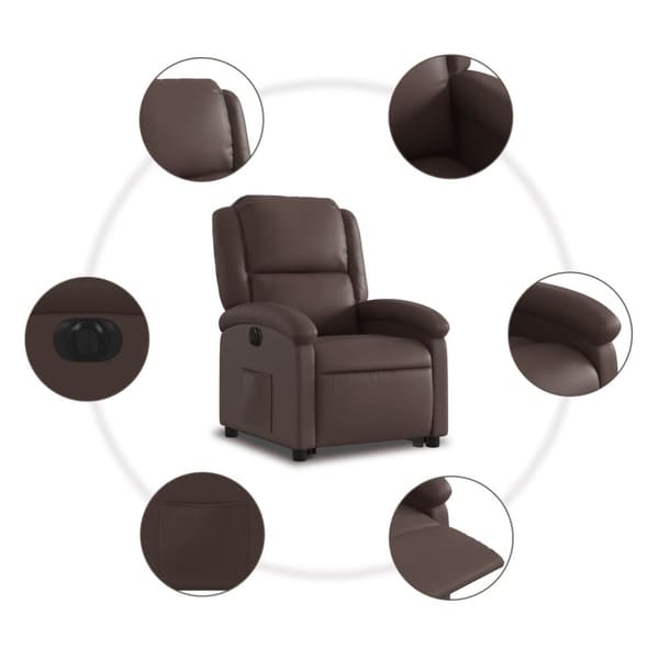 vidaXL Reclinerfåtölj med uppresningshjälp brun konstläder
