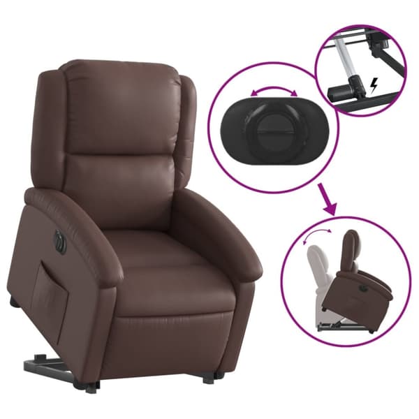 vidaXL Reclinerfåtölj med uppresningshjälp brun konstläder