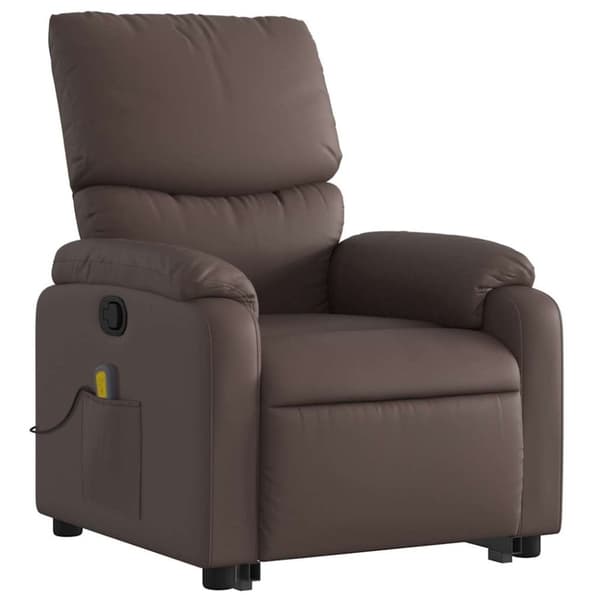 vidaXL Massagefåtölj med uppresningshjälp brun konstläder
