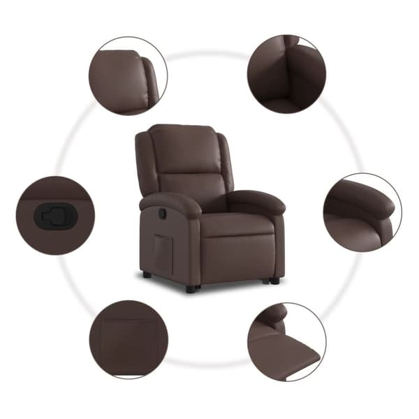 vidaXL Reclinerfåtölj med uppresningshjälp brun konstläder