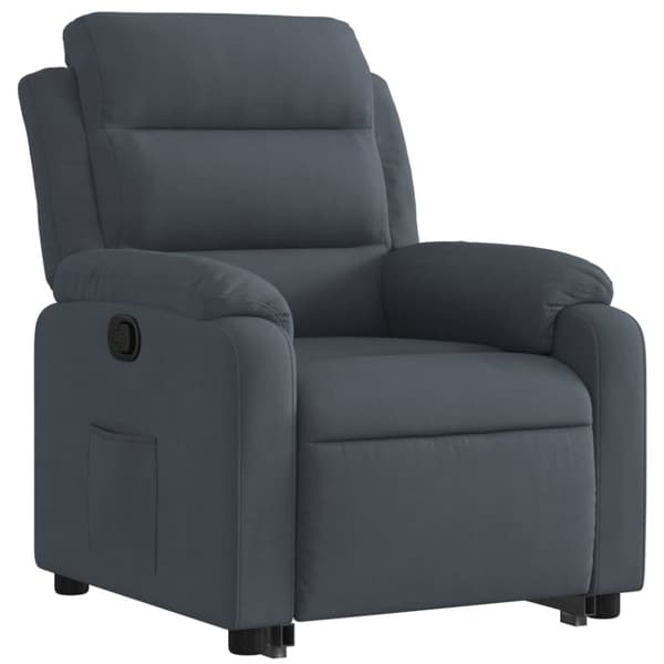 vidaXL Reclinerfåtölj med uppresningshjälp mörkgrå sammet