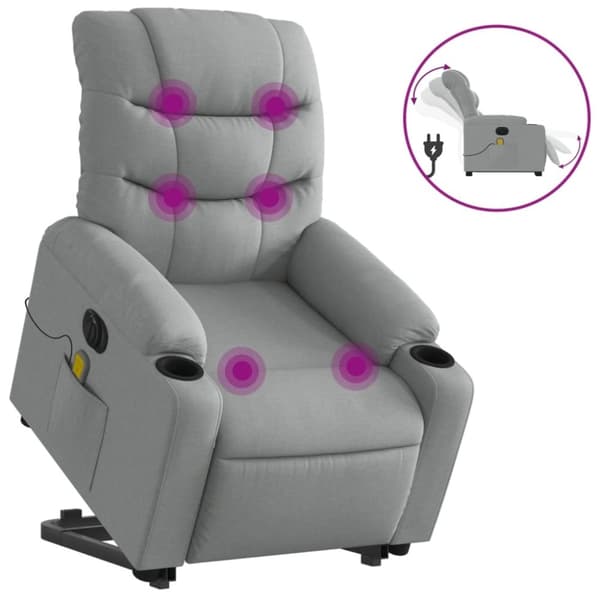 vidaXL elektrisk massagestol med løftefunktion stof lysegrå