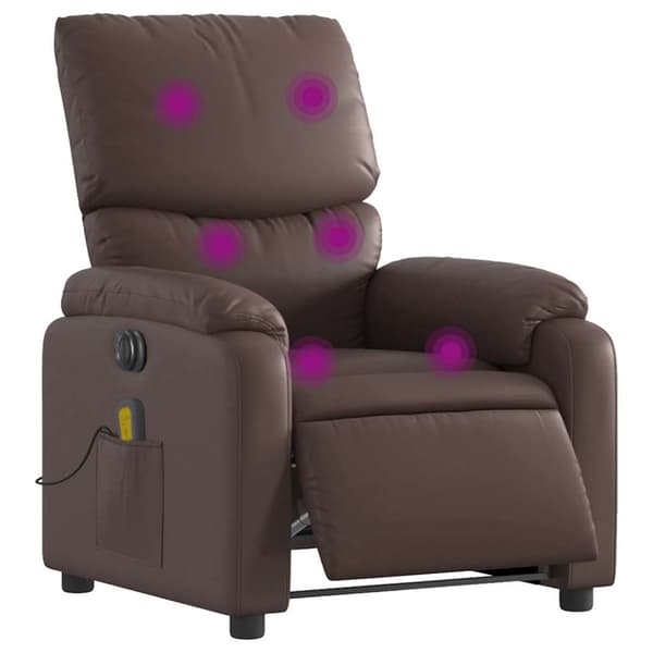 vidaXL Elektrisk massagefåtölj brun konstläder