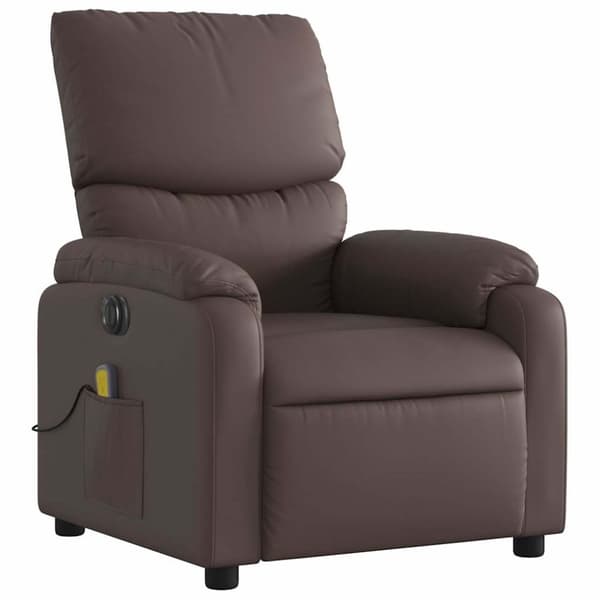 vidaXL Elektrisk massagefåtölj brun konstläder