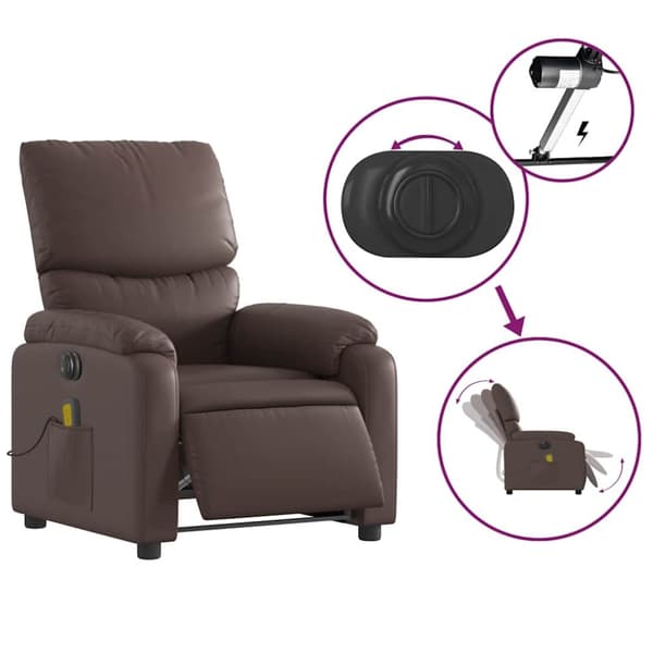 vidaXL Elektrisk massagefåtölj brun konstläder