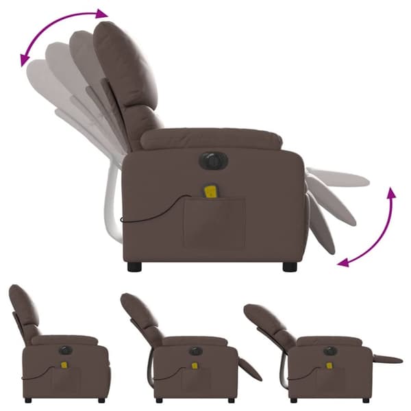 vidaXL Elektrisk massagefåtölj brun konstläder