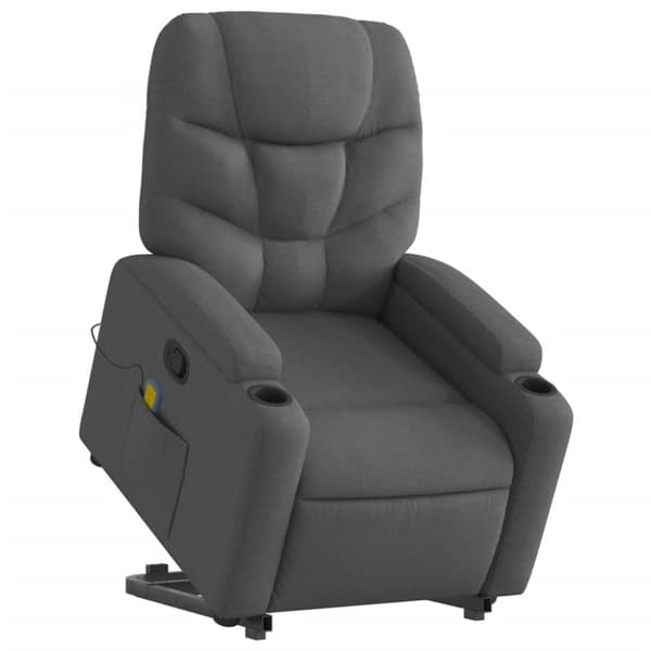 vidaXL Massagefåtölj med uppresningshjälp mörkgrå tyg