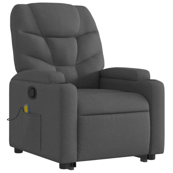 vidaXL Massagefåtölj med uppresningshjälp mörkgrå tyg
