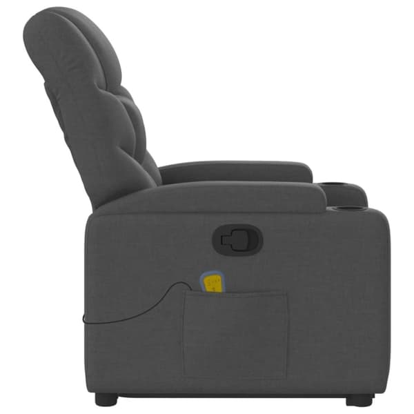 vidaXL Massagefåtölj med uppresningshjälp mörkgrå tyg
