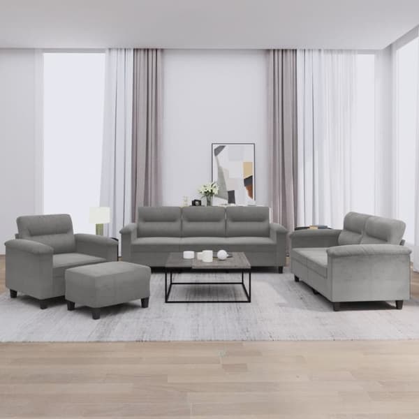 vidaXL sofasæt 4 dele med hynder mikrofiberstof mørkegrå