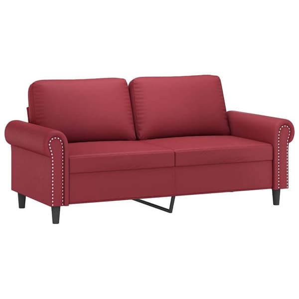 vidaXL 2-sits soffa med prydnadskuddar vinröd 140 cm konstläder