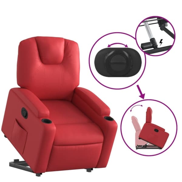 vidaXL Reclinerfåtölj med uppresningshjälp röd konstläder