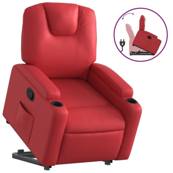 vidaXL Reclinerfåtölj med uppresningshjälp röd konstläder