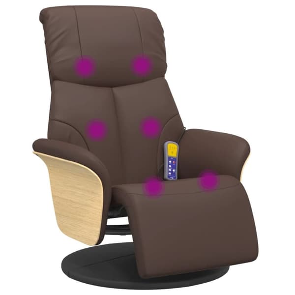 vidaXL massagestol med fodstøtte kunstlæder brun