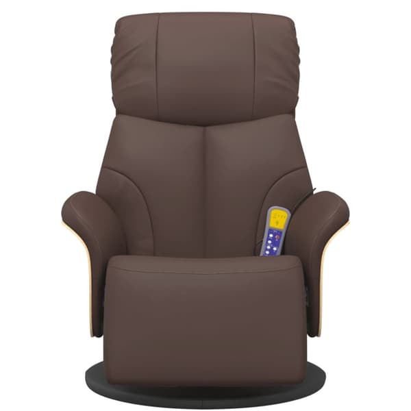 vidaXL Reclinerfåtölj med fotstöd brun konstläder