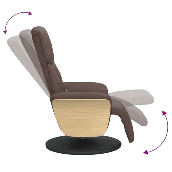 vidaXL Reclinerfåtölj med fotstöd brun konstläder