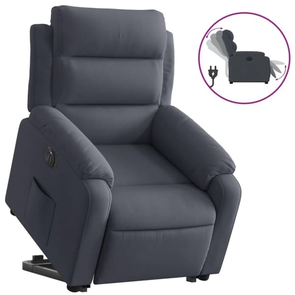 vidaXL Elektrisk reclinerfåtölj med uppresningshjälp mörkgrå sammet