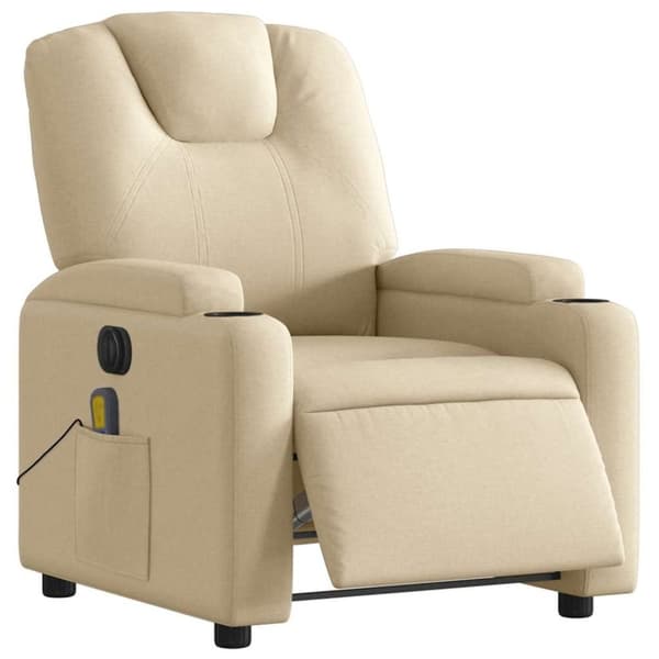 vidaXL eldrevet massagestol stof cremefarvet
