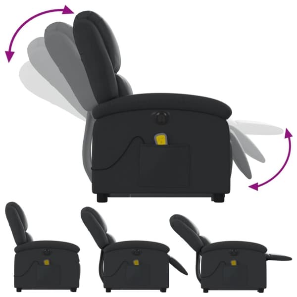 vidaXL Massagefåtölj med uppresningshjälp svart äkta läder