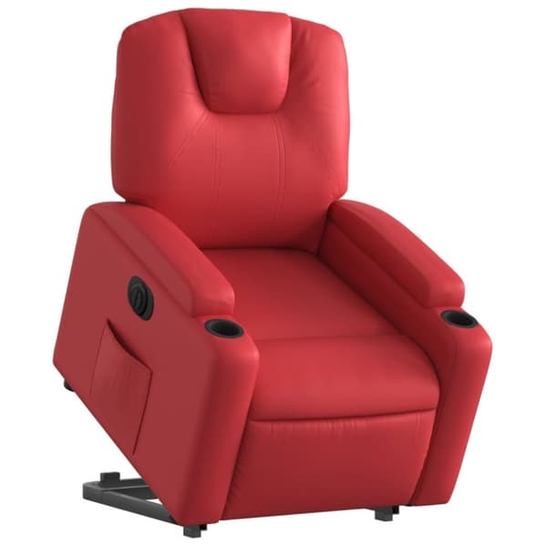 vidaXL Reclinerfåtölj med uppresningshjälp röd konstläder