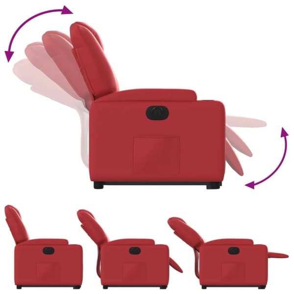 vidaXL Reclinerfåtölj med uppresningshjälp röd konstläder