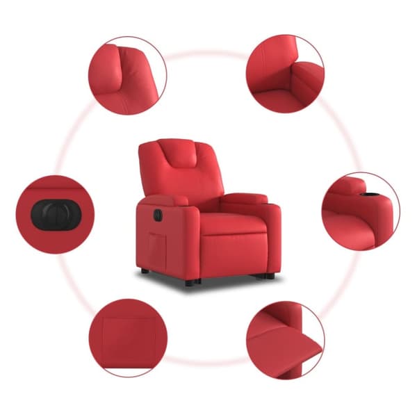 vidaXL Reclinerfåtölj med uppresningshjälp röd konstläder