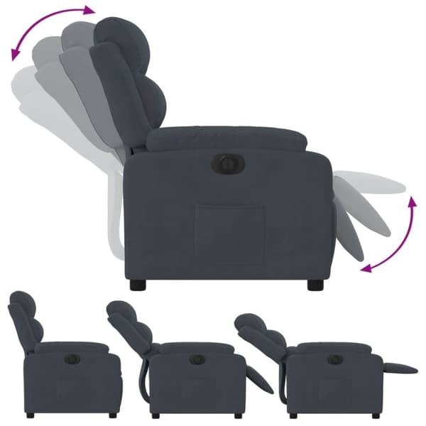 vidaXL Elektrisk reclinerfåtölj mörkgrå sammet