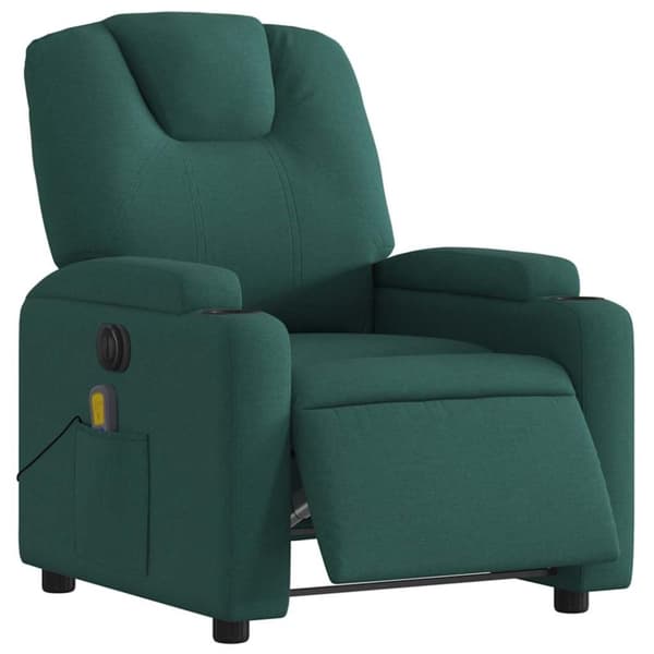vidaXL Elektrisk massagefåtölj mörkgrön tyg