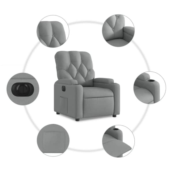 vidaXL Elektrisk reclinerfåtölj ljusgrå tyg