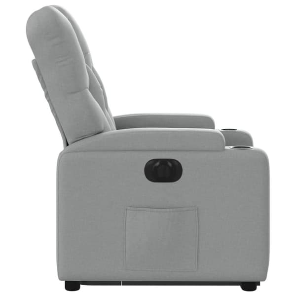 vidaXL Elektrisk reclinerfåtölj med uppresningshjälp ljusgrå tyg