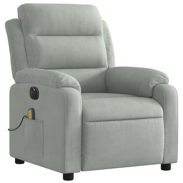 vidaXL massagestol velour lysegrå