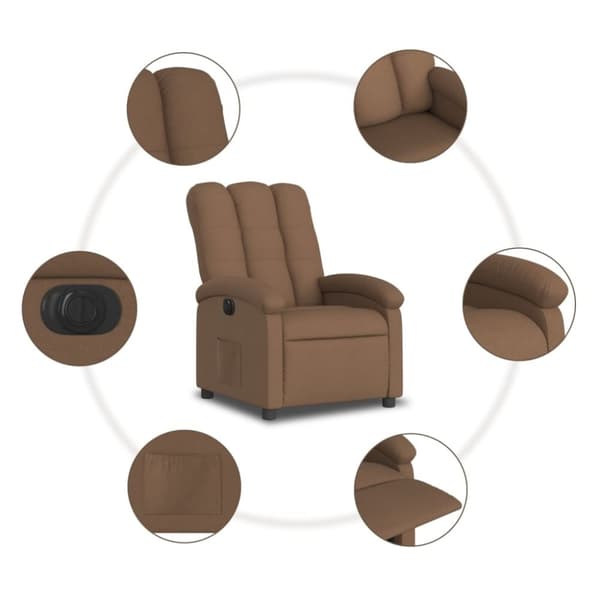 vidaXL Elektrisk reclinerfåtölj Brun tyg