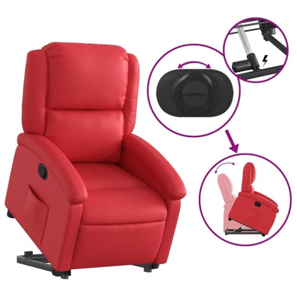 vidaXL Reclinerfåtölj med uppresningshjälp röd konstläder