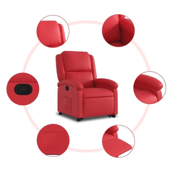 vidaXL Reclinerfåtölj med uppresningshjälp röd konstläder