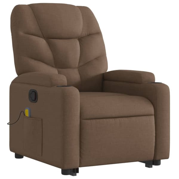 vidaXL Massagefåtölj med uppresningshjälp brun tyg
