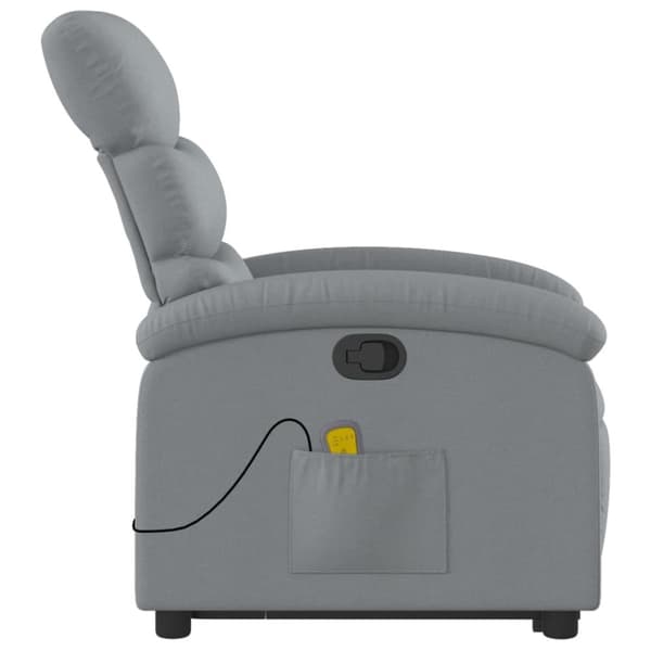 vidaXL Massagefåtölj med uppresningshjälp ljusgrå tyg